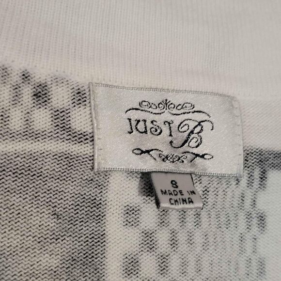 Women's Size Small Just B Black White Crewneck Cardigan with Bling - Picture 4 of 6